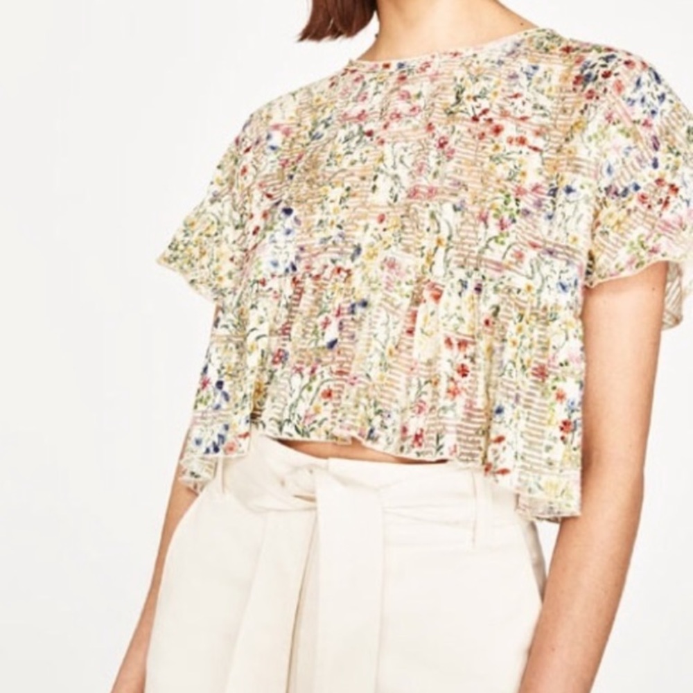 Zara Multicolor Floral Crop Top